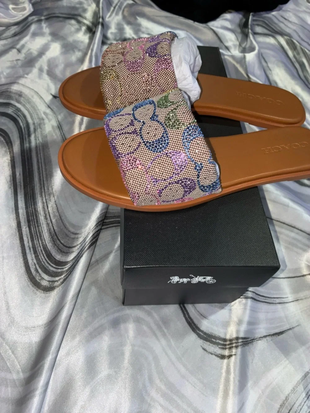 Coach Jacquard Rainbow Logo Slide Sandals - Picture 2 of 4